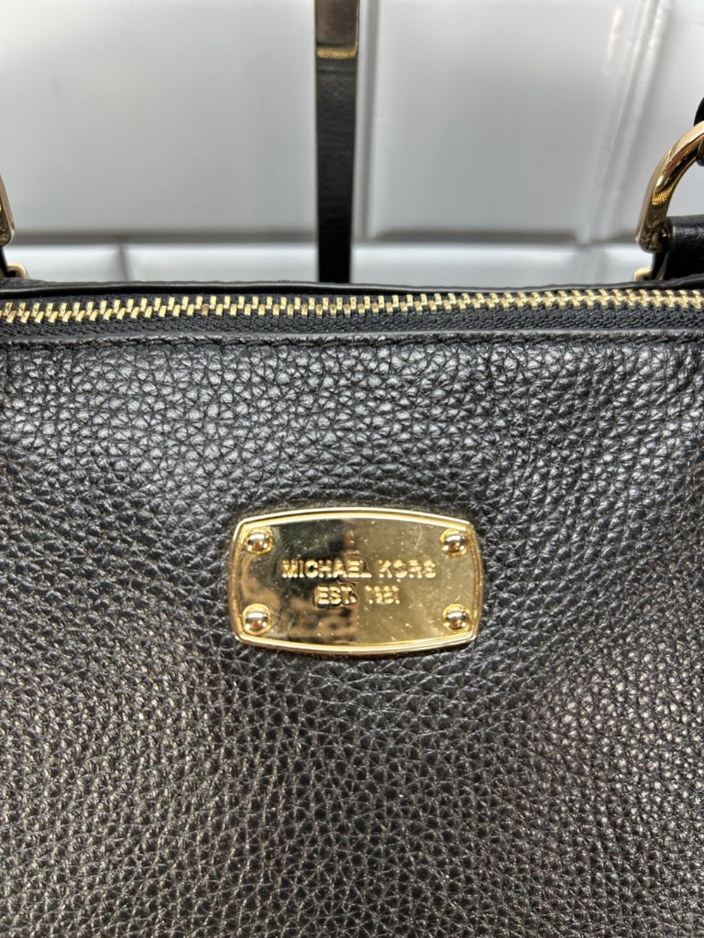 4550 Michael Kors Black Pebbled Leather Satchel - Picture 6 of 13